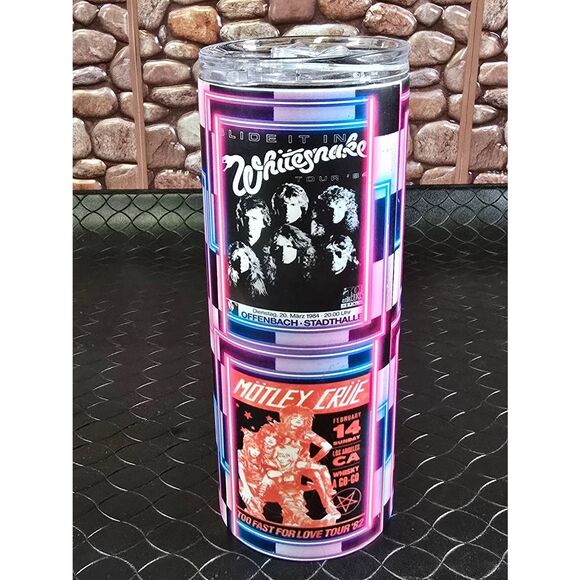 80's Hard Rock BandsDouble Walled  Stainless Steel Tumbler, Sublmation Ink #A53 - Picture 2 of 9